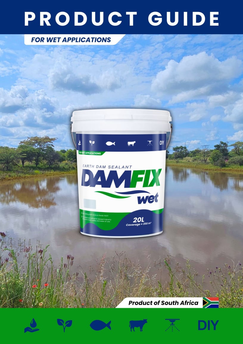 Everything you need to know about how to seal a leaking earth dam is in the DAMFIX Wet Product Guide